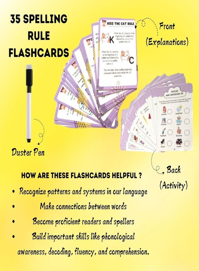 EDUSTAR Phonics Fun Learning (35 Spelling Rules + 120 Phonics Flashcards) | Essential Spelling Rules & Phonics Set for Kids 4+ - Image 5
